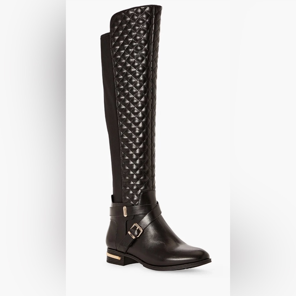 Shoe Dazzle Black Quilted Heeled Boots